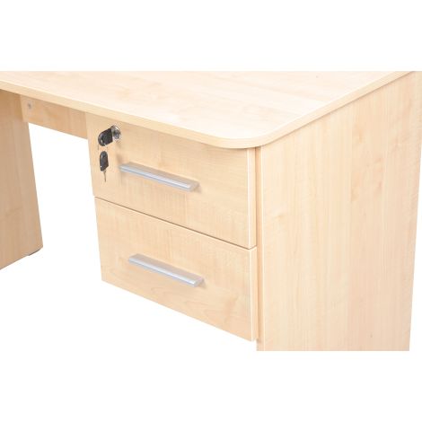 Birou catedra 120x60x76 cm, colturi rotunjite, 2 sertare laterale, unul cu incuietoare, culoare artar - poza 3