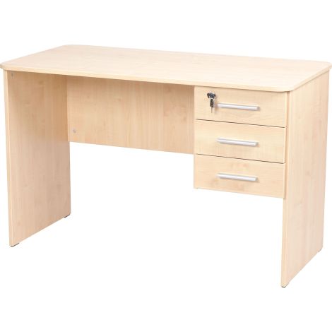 Birou catedra 120x60x76 cm, colturi rotunjite, 3 sertare laterale, unul cu incuietoare, culoare artar - poza 1