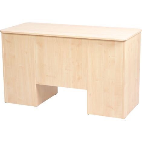 Birou catedra 130x60x76 cm, colturi rotunjite, 2 corpuri laterale si sertar central, cu incuietoari, culoare artar - poza 2