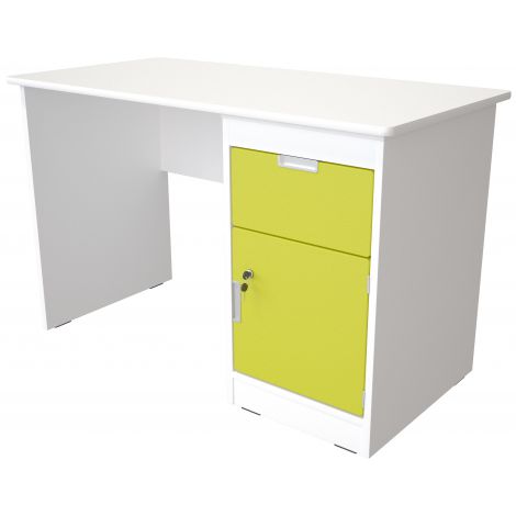 Birou cu sertar si dulapior Quadro alb - verde lime - poza 1