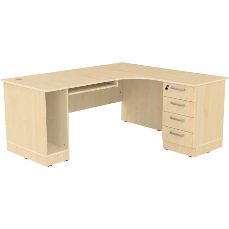 Birou directorial mare, colt dreapta, culoare artar, 160 x 180 x 76,6 cm - poza 1