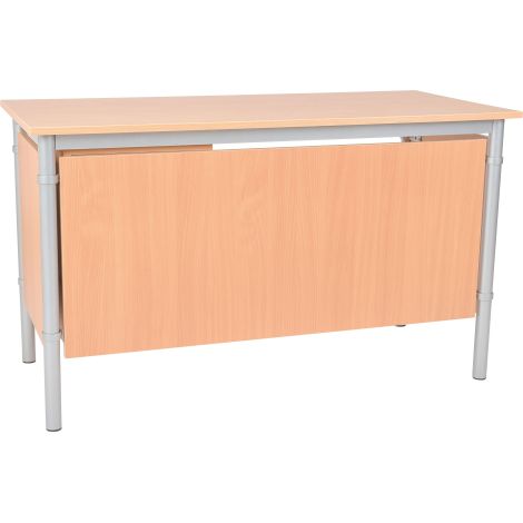 Birou profesor pentru scoala, laborator scolar, 130 x 60 cm, cu caseta si sertar cu incuietori, culoare fag - poza 2