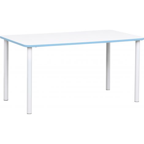 Blat de masa alb dreptunghiular Quadro cu cant albastru deschis - poza 2