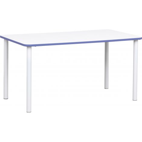 Blat de masa alb dreptunghiular Quadro cu cant albastru marin - poza 2