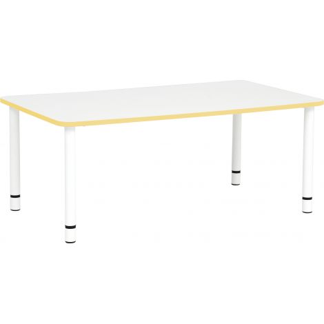 Blat de masa alb dreptunghiular Quadro cu cant galben - poza 2