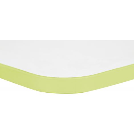 Blat de masa alb dreptunghiular Quadro cu cant verde - poza 1