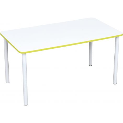 Blat de masa alb dreptunghiular Quadro cu cant verde - poza 2