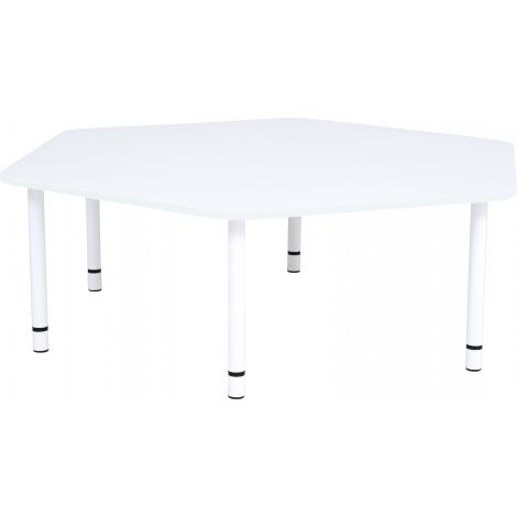 Blat de masa alb hexagonal Quadro cu cant alb - poza 2