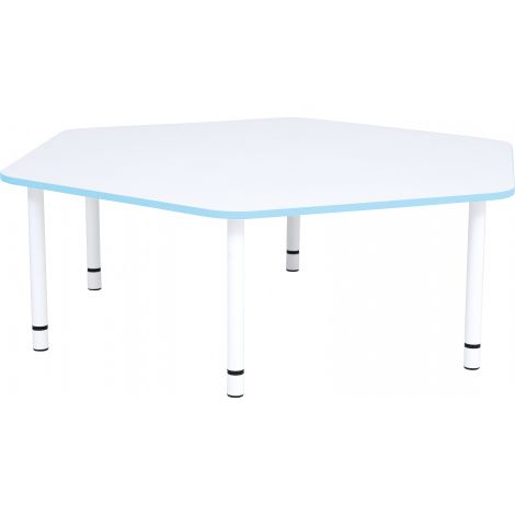 Blat de masa alb hexagonal Quadro cu cant albastru deschis - poza 2