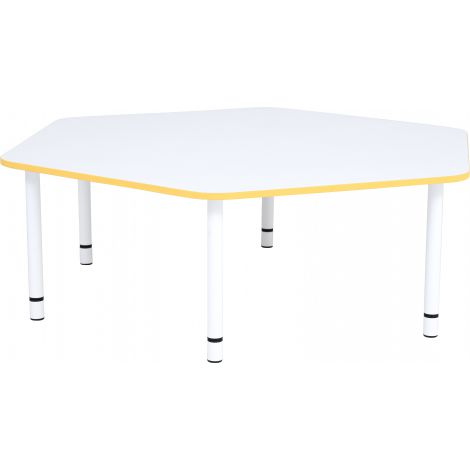 Blat de masa alb hexagonal Quadro cu cant galben - poza 2