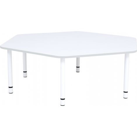 Blat de masa alb hexagonal Quadro cu cant gri - poza 2