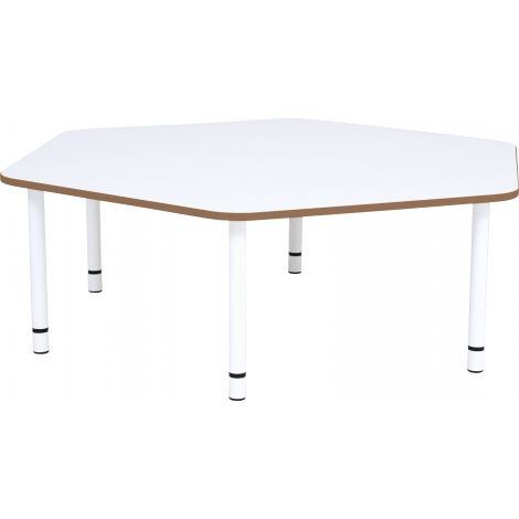 Blat de masa alb hexagonal Quadro cu cant maro - poza 2