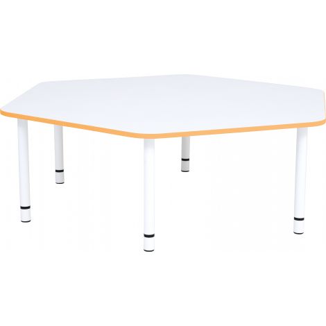 Blat de masa alb hexagonal Quadro cu cant portocaliu - poza 2