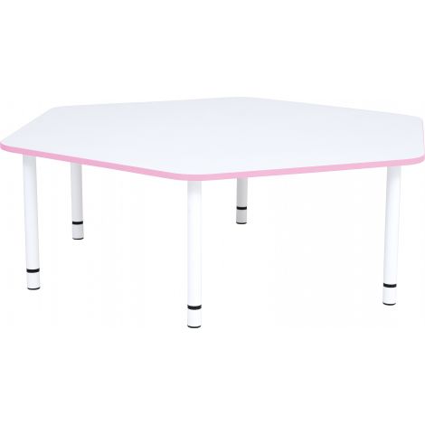 Blat de masa alb hexagonal Quadro cu cant roz dechis - poza 2