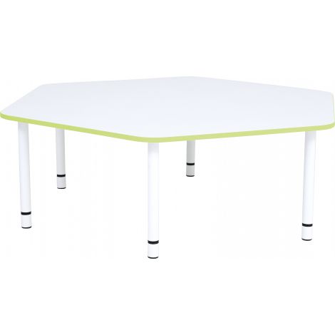 Blat de masa alb hexagonal Quadro cu cant verde - poza 2
