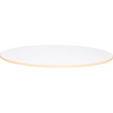 Blat de masa alb rotund Quadro cu cant bej - poza 1