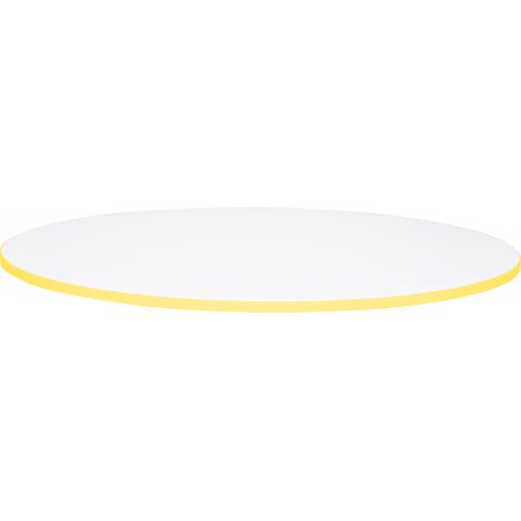 Blat de masa alb rotund Quadro cu cant galben - poza 1