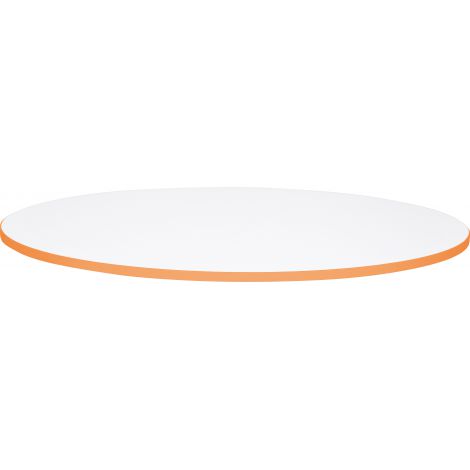 Blat de masa alb rotund Quadro cu cant portocaliu - poza 1