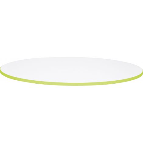Blat de masa alb rotund Quadro cu cant verde - poza 1