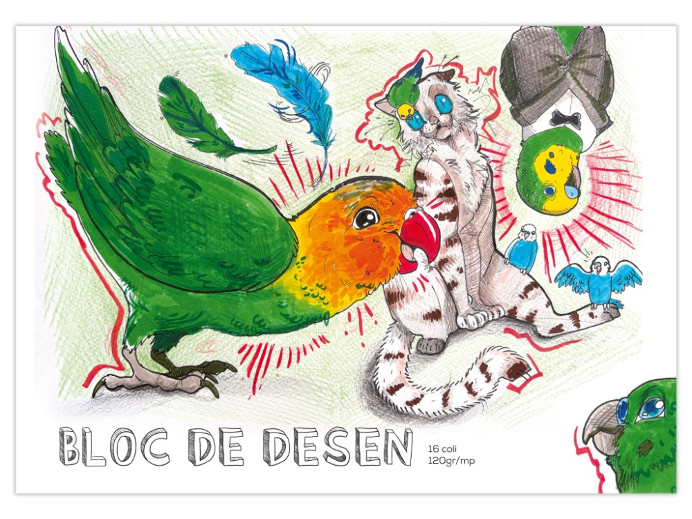 Bloc desen A4 cu 16 file,ilustratie Niste amici simpatici,120 gr