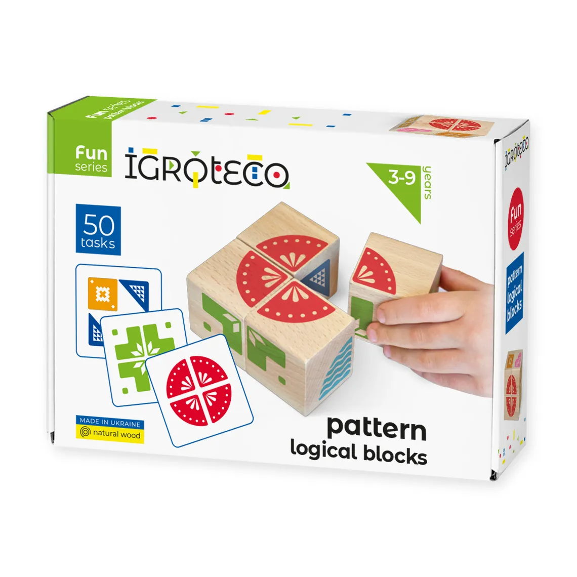 Blocuri logice din lemn, cu model, 4 piese