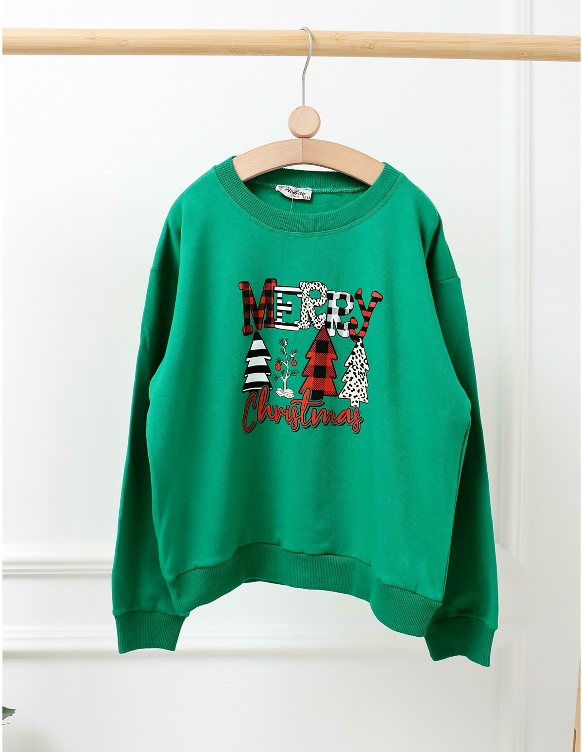 Bluza plusata Merry Christmas verde