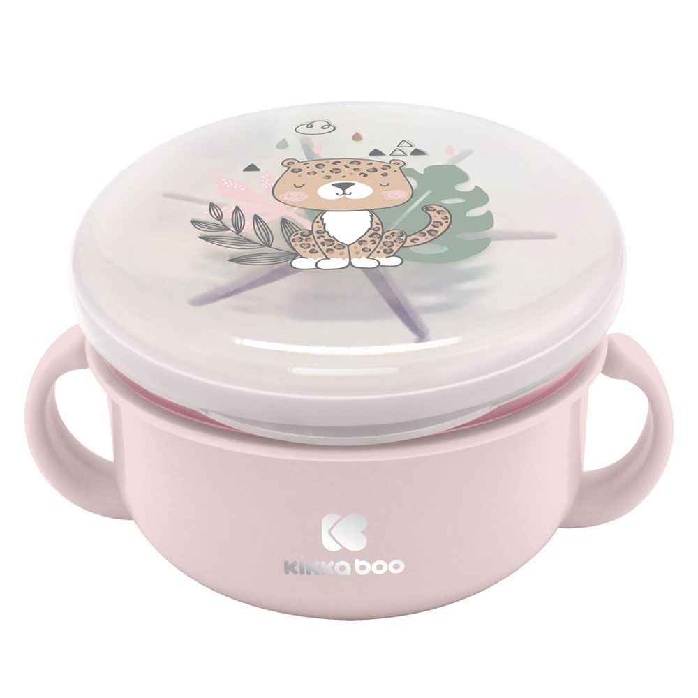 Bol cu capac si protectie silicon 380 ml Savana Roz - poza 2