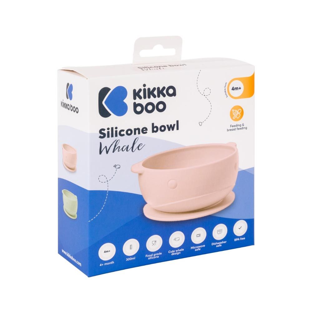 Bol din silicon 300 ml Kikka Boo Whale Roz - poza 4