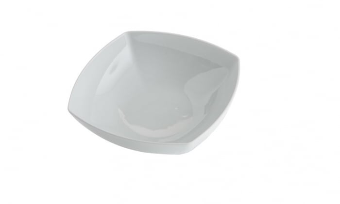 Bol patrat pentru salata, Portelan, Alb, 23 cm,2000 ml