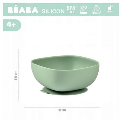 Bol silicon cu ventuza Beaba Sage Green - poza 3