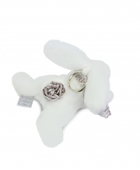 Breloc accesoriu Doudou - iepuras, 16 cm alb