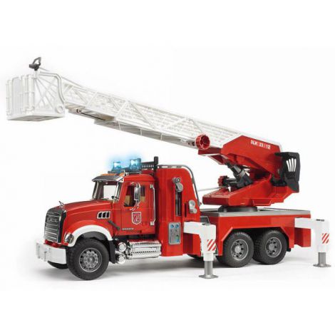 BRUDER - CAMION DE POMPIERI MACK GRANITE CU SCARA, POMPA DE APA SI SIRENA - poza 1