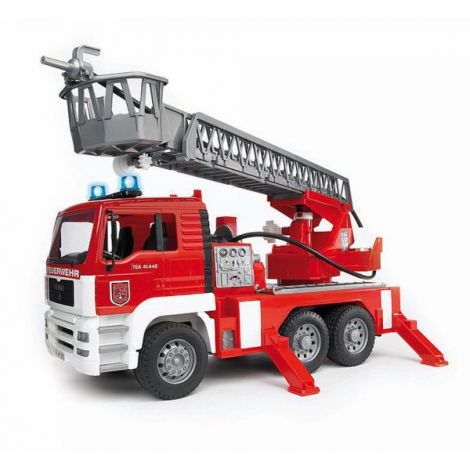 BRUDER - CAMION DE POMPIERI MAN TGA CU SCARA, POMPA DE APA SI SIRENA - poza 1