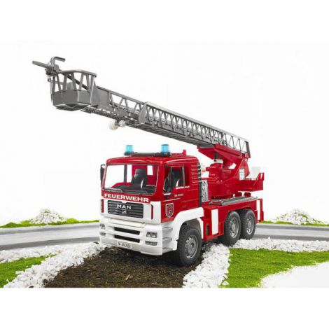 BRUDER - CAMION DE POMPIERI MAN TGA CU SCARA, POMPA DE APA SI SIRENA - poza 2