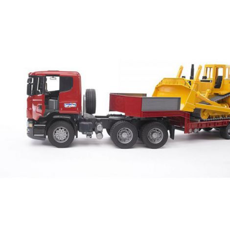 BRUDER - CAMION INCARCARE SCANIA R-SERIES SI BULDOZER CAT - poza 1