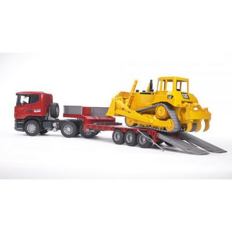 BRUDER - CAMION INCARCARE SCANIA R-SERIES SI BULDOZER CAT - poza 3
