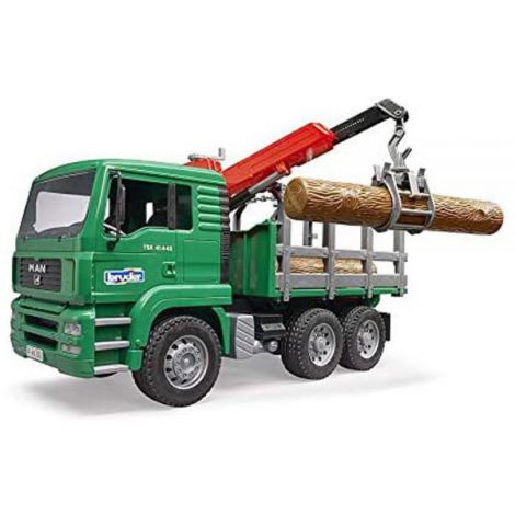 BRUDER - CAMION LEMNE MAN TGA CU MACARA DE INCARCARE SI 3 BUSTENI - poza 1