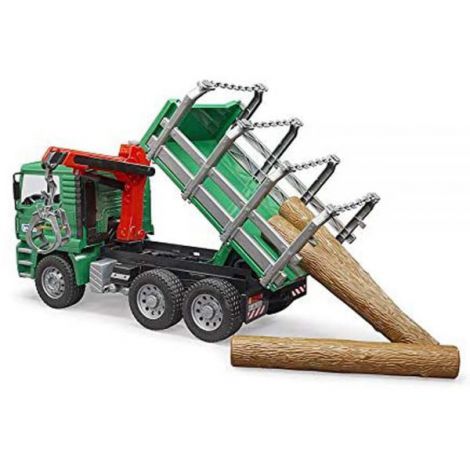 BRUDER - CAMION LEMNE MAN TGA CU MACARA DE INCARCARE SI 3 BUSTENI - poza 4
