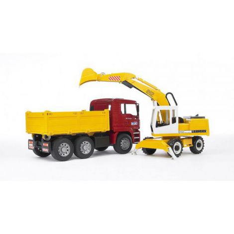 BRUDER - CAMION MAN TGA SI EXCAVATOR LIEBHERR - poza 1