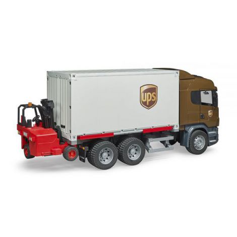 BRUDER - CAMION UPS SCANIA R-SERIES SI STIVUITOR - poza 2