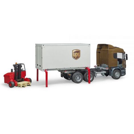 BRUDER - CAMION UPS SCANIA R-SERIES SI STIVUITOR - poza 3