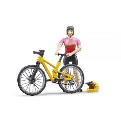 Bruder - figurina ciclista cu bicicleta de munte 63111 Bruder - poza 2