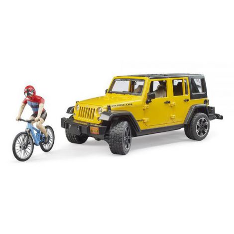 BRUDER - JEEP WRANGLER UNLIMITED RUBICON CU BICICLETA SI CICLIST - poza 1