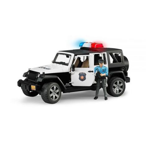 BRUDER - JEEP WRANGLER UNLIMITED RUBICON DE POLITIE CU SIRENA SI FIGURINA - poza 1