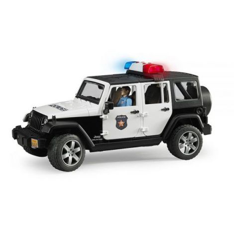BRUDER - JEEP WRANGLER UNLIMITED RUBICON DE POLITIE CU SIRENA SI FIGURINA - poza 3
