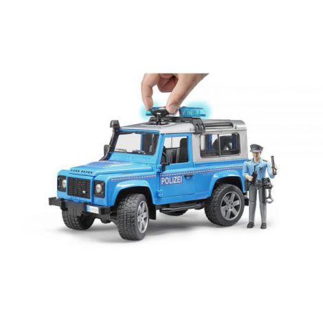 BRUDER - MASINA DE POLITIE LAND ROVER DEFENDER CU POLITIST SI ACCESORII - poza 1