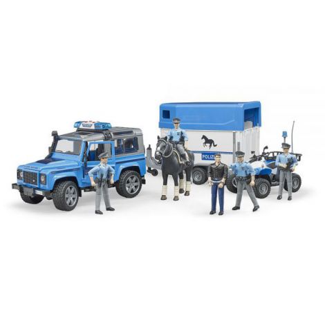 BRUDER - MASINA DE POLITIE LAND ROVER DEFENDER CU REMORCA, POLITIST SI CAL - poza 2