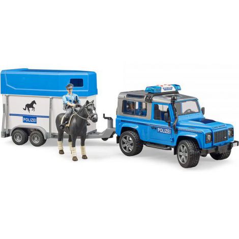BRUDER - MASINA DE POLITIE LAND ROVER DEFENDER CU REMORCA, POLITIST SI CAL - poza 4