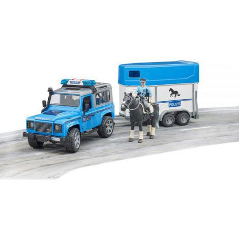 BRUDER - MASINA DE POLITIE LAND ROVER DEFENDER CU REMORCA, POLITIST SI CAL - poza 5