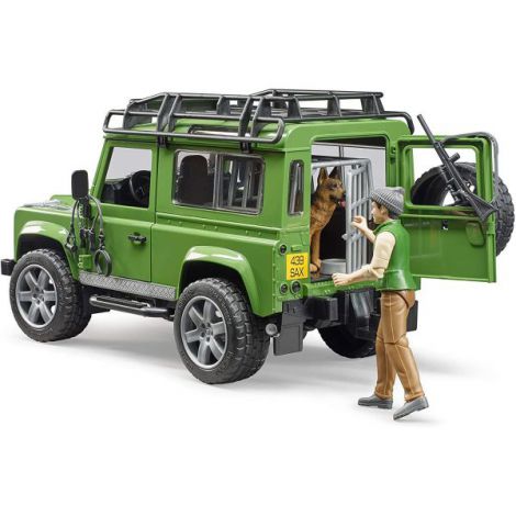BRUDER - MASINA DE TEREN LAND ROVER DEFENDER CU PADURAR SI CAINE - poza 2